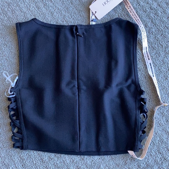 LIANDRA BLACK BANDAGE CROPPED TOP WITH CRISS CROSS - Picture 5 of 5